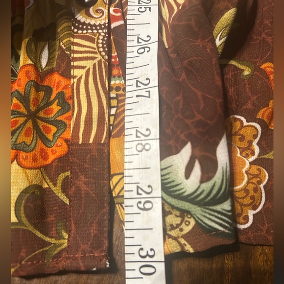 Studio 1940 Women's Tropical Button Down Shirt - Brown and Orange - Picture 6 of 6